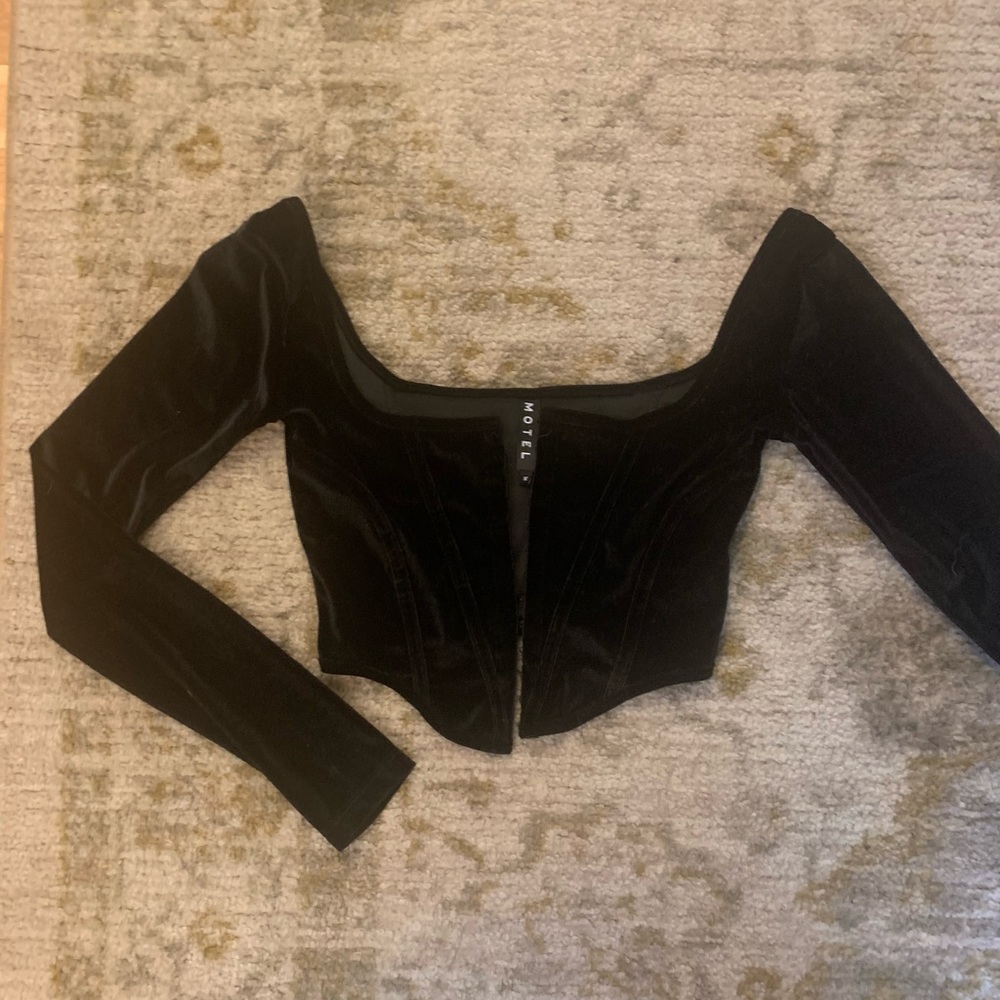 Motel Rocks velvet corset bustier long sleeve top Sleeve Elzana